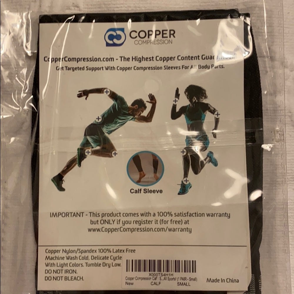 Athletic Copper Compression Calf Sleeves